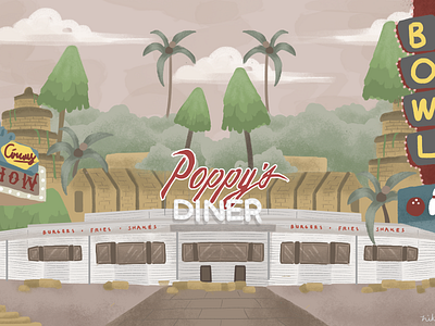 Poppy's Diner adobe photoshop digital digital art digital illustration freehand drawing illustration kingsman