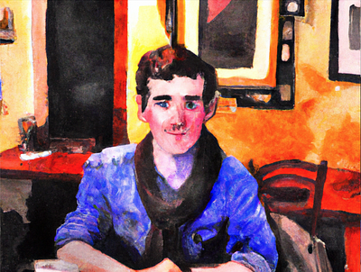 Watercolor of a Handsome Man in an Irish Cafe illustration