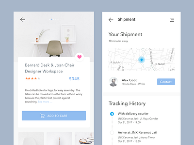 iFurniture clean debut ecommerce furniture maps mobile shop tracking ui workspace