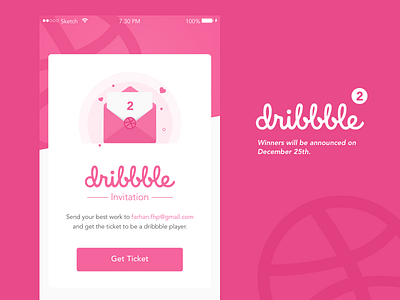 Dribbble Invitation announce debut design dribbble invitation invite mobile shot ticket ui web