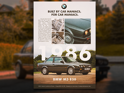 BMW M3 E30 - Vintage Post Design branding cover coverart design graphic design