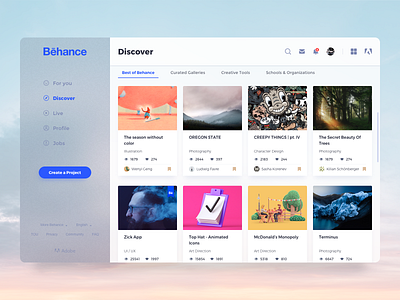 behance - Discover behance的 dashboad ui