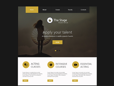 The Stage illustration landing page theatre ui ux website