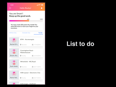 Move In mobile app orange pink uidesign ux design