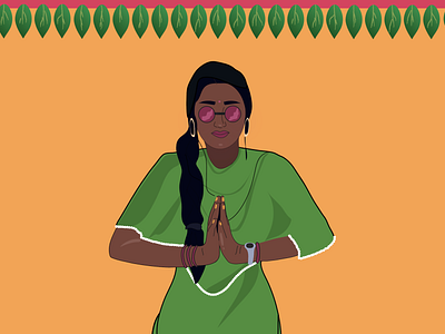 Namaste asian illustration indian