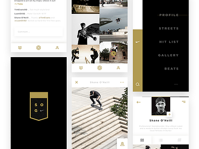 NIKE SB _ Streets of Gold app product concept product page skateboarding ui ux