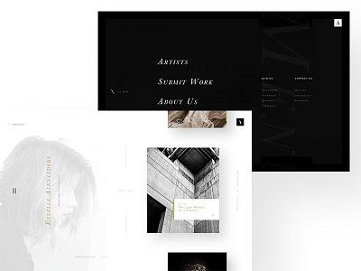 Artsins Studio desktop gallery menu minimal photography portfolio ui ux web website