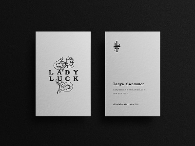 Lady Luck Tattoos branded collateral branding businesscards design illustration logo tattoos typography