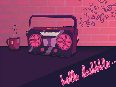 Hello Dribbble 😍🏀 ball basket dribbble hello mug music radio tea