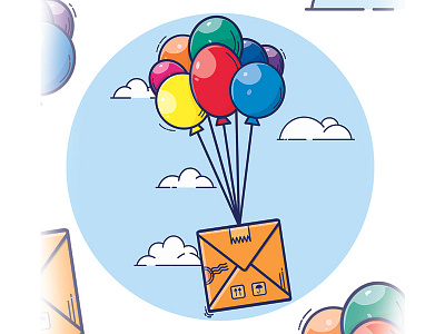 Mail delivery 💌🎈 air ballons clouds colors delivery mail sky