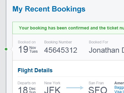 My Recent Bookings booking flat flight metro timeline travel ui