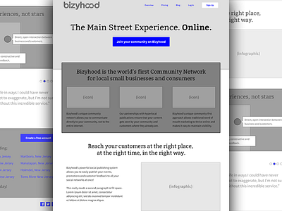 The Main Street Experience. Online. concept grayscale home page responsive ui web wireframe