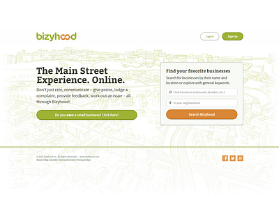 Bizyhood for Customers community home page neighborhood responsive small business ui web