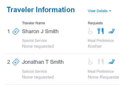 Traveler Information arial corporate desktop flight icons information responsive travel ui