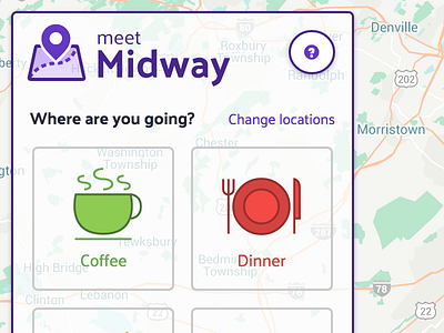 Where are you going? dinner flat location map purple social ui