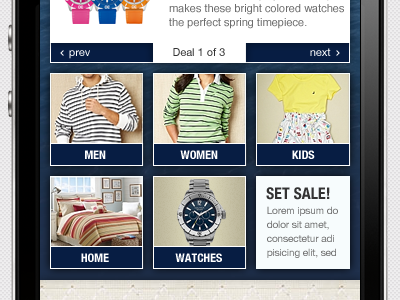 Set Sale! ecommerce fashion mcommerce mobile web retail tiles