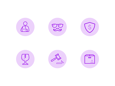 Liability Icons icons illustration insurance insurtech monotone mustache purple