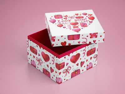 Valentine's Day gift box decoration box celebration clipart cute design gift graphic greeting hand drawn holiday illustration love pack packaging pattern romantic valentine valentines day wallpapers watercolor