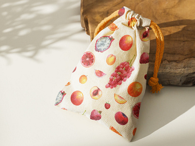 Cute bag with watercolor fruit pattern bag design fruit hand drawn illustration pattern seamless watercolor