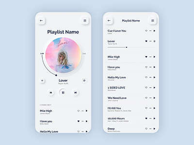 Music App clean design icy look invision studio music app skeuomorphic design