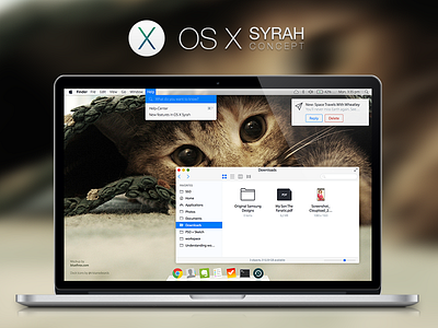 OS X Syrah - Concept apple cat concept finder flat mac menu mockup notification os syrah