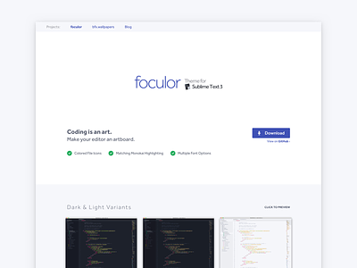 foculor - Theme for Sublime Text 3 highlighting landing package sublime syntax text theme website