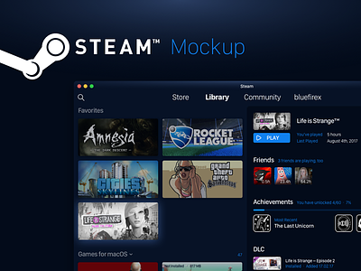 Steam - Mockup app application collection dark games library life is strange mac mockup steam