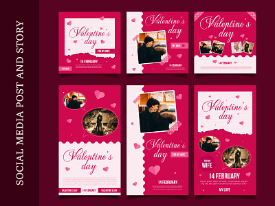 Valentine's day social media post app day design graphic design instagram media post social story template valentine