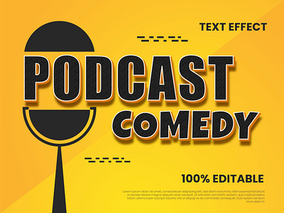 Podcast text effect alfabhet comedy editable effect font podcast text thypography