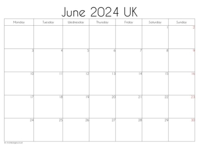 June 2024 Calendar UK Holidays by Tammie Wick on Dribbble