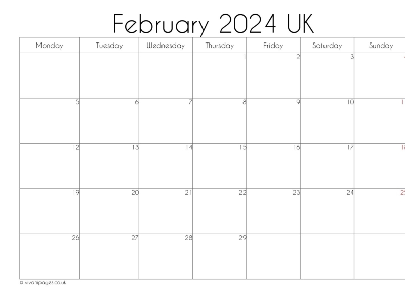 February 2024 Calendar UK Holidays by Tammie Wick on Dribbble