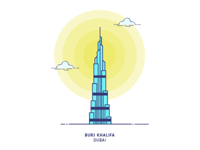 Burj Khalifa flat design illustration