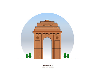India gate flat desig illustration india india gate