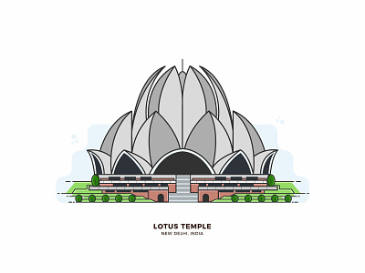 Lotus Temple flat design illustration lotus temple ui
