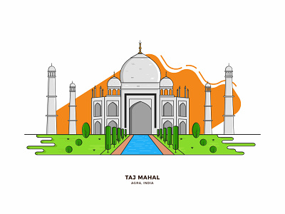 Taj Mahal flat design illustration