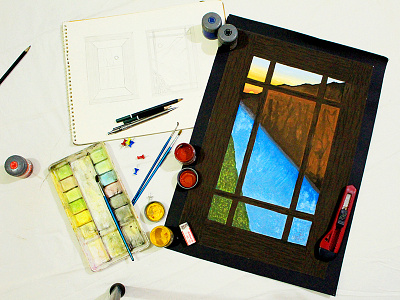 A Sunset from my window. design illustration painting