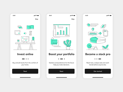 Investment App Onboarding app illustration investment ios mobile onboarding screen sketch ui ux