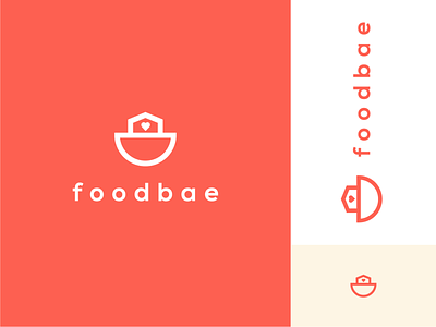 Foodbae - Logo design bow branding delivery design food food company heart home homemade homemade food house logo logo design logodesign logotype malaysia pink red startup traditional