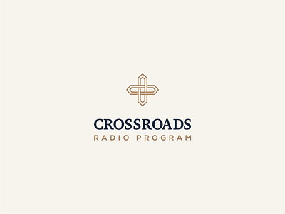 Crossroads Logo blue branding christian church cross design god gold logo logo design logodesign logotype radio radio program religion roads