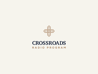 Crossroads Logo blue branding christian church cross design god gold logo logo design logodesign logotype radio radio program religion roads