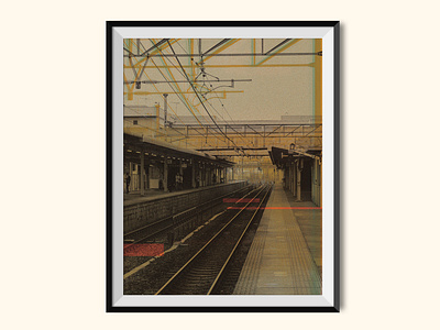 Railway Station collage color bars design glitch halftone halftones photoshop poster a day poster art train station