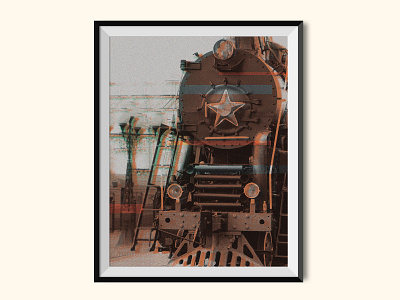 Steam Locomotive collage color bars glitch glitch effect halftone halftones poster poster art railway railways train
