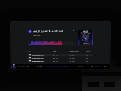 Web player powered by Flexo UI Kit audio blackpages dailyinspiration design designinpiration flexo flexouikit freelance layout music players playlist sketch template uikit uiux web webdesign webdesigner