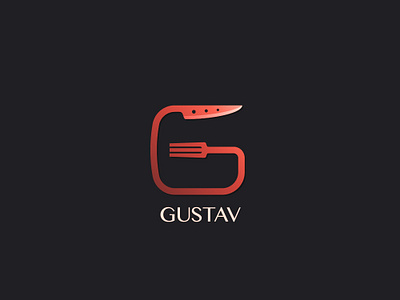 Gustav cafe cooker fork knife logo vector