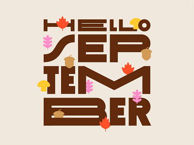 Hello September autumn colors design icon illustration instagram lettering september typography vector