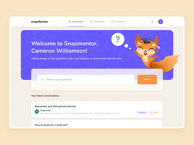 Educational platform for students article design education illustration mentalstack mentor question school sciences search squirrel student studying teacher tutor ui web