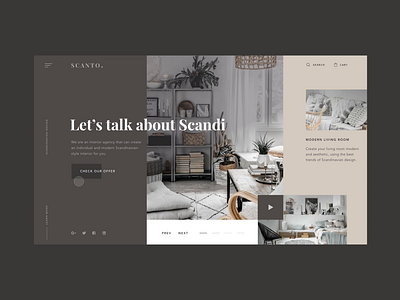 Homepage for interior agency agency animation concept furniture homepage interaction interior mentalstack modern scandi scandinavian style store transition web