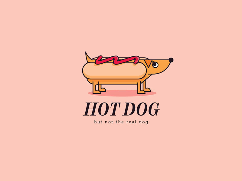 Hot Dog Restaurant typography illustration restaurant branding design logo