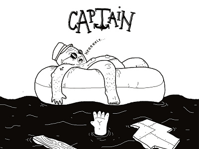 Captain blackwhite design dog drawing illustration sketch typography
