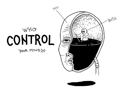 Who Control You Mind blackwhite design dog drawing illustration sketch typography